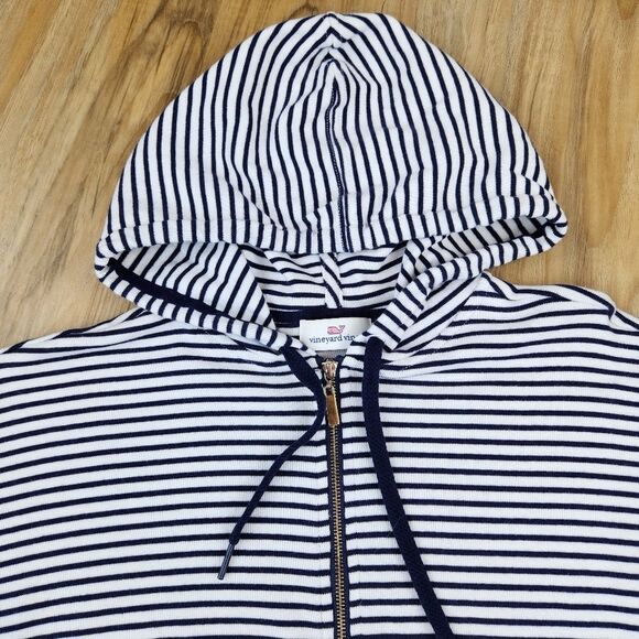🔺️Vineyard Vines Blue Anguilla Striped Lightweight Zipper Hoodie Jacket XSmall - Picture 5 of 10